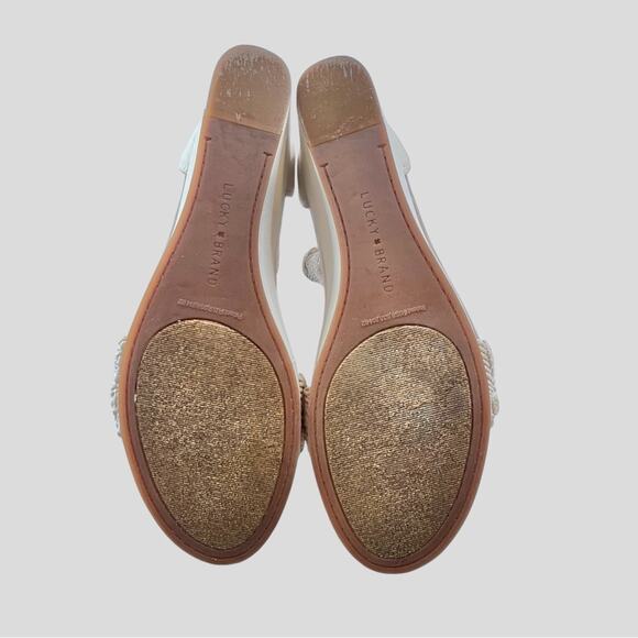 Lucky Brand Kaydyn Crochet Wedge Sandals Platform Open Toe Sandshell Size 8.5 - Picture 9 of 14